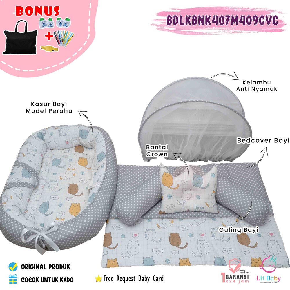 (PAKET HEMAT) Kasur Baby Nest Plus Bed Cover Kasur Bayi Perahu Tempat Tidur Bayi Kelambu Kekinian