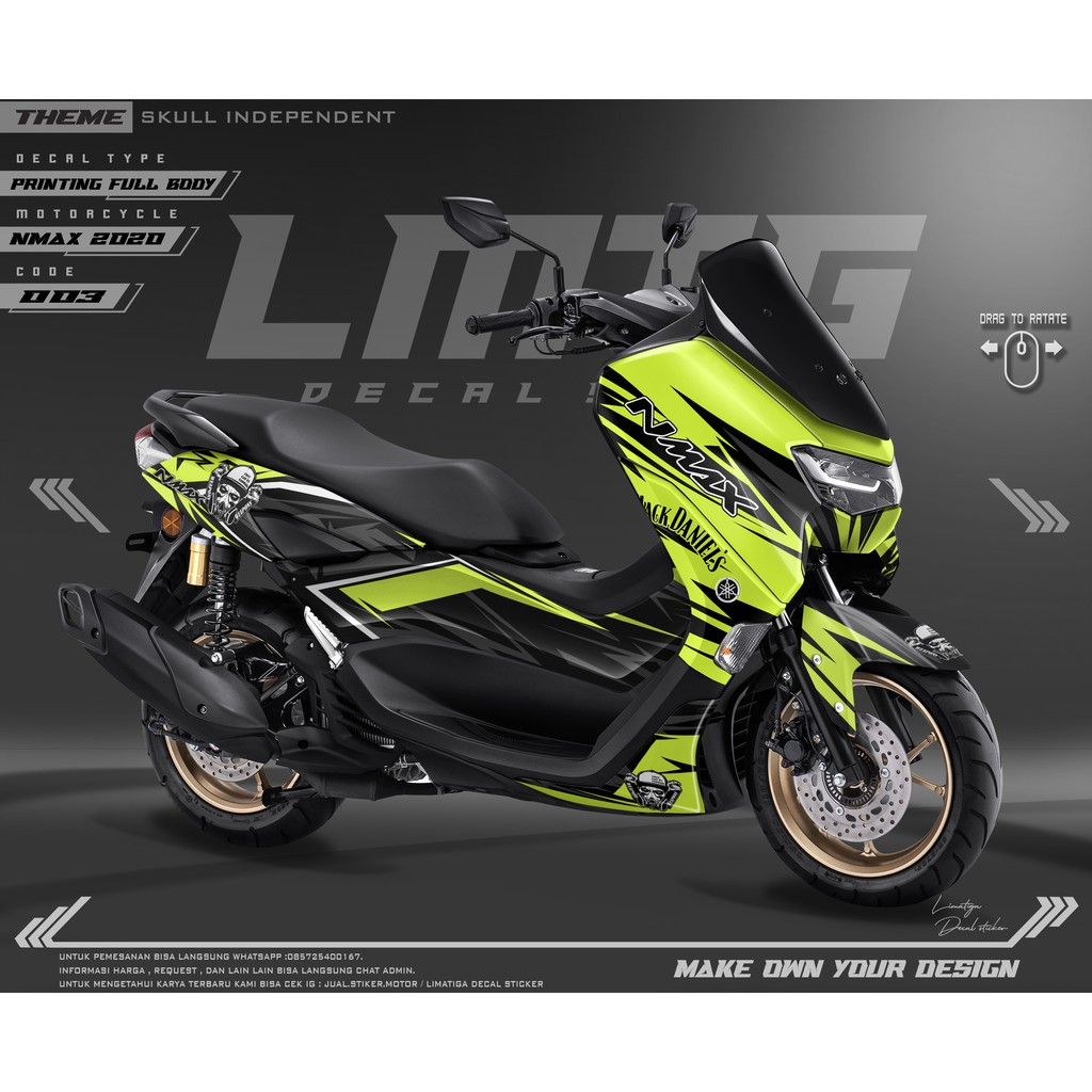 Decal Stiker Nmax new Dekal stikcer nmax 2020 Full Body - kode 03 Motif skull terlaris