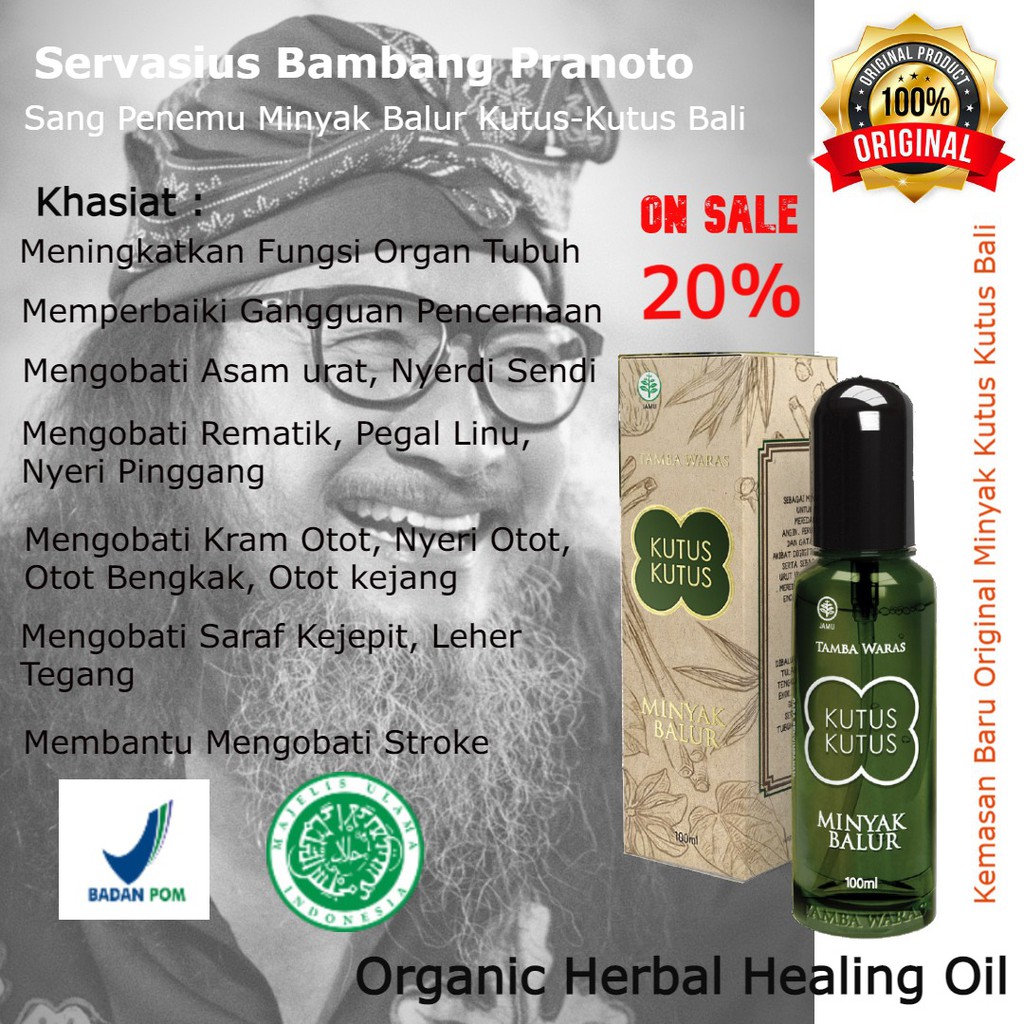 Minyak Balur Ajaib Kutus Kutus Bali Asli Original Kemasan Baru 100 ml Stroke Lumpuh Kanker dll