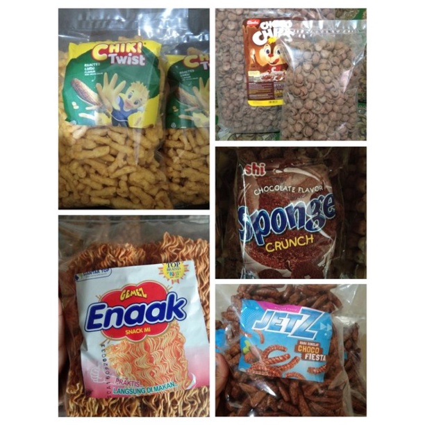 

Snack kiloan kemasan 250gr Jetz, Cheetos, Walens, dll.