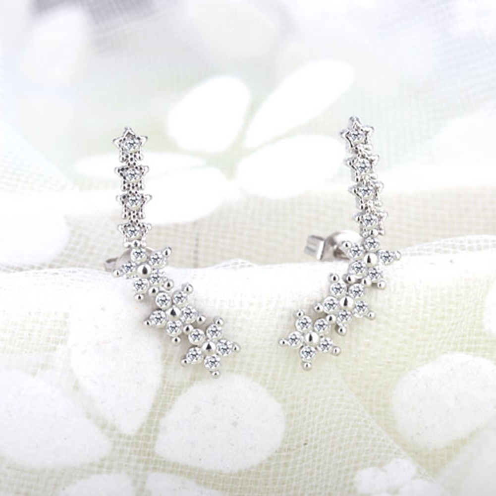 Hu Hu Hu Hu Hu Alat Bantu Pasang Kacamata♡ Anting Stud Cubic Zirconia Bentuk Bintang Untuk Wanita