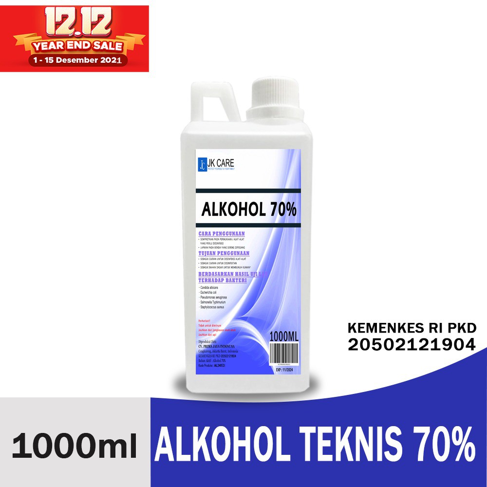 JKCARE ALKOHOL 70% 1 Liter JKCARE ANTISEPTIC DAN DISINFEKTAN Ethanol/ Teknis/ Non-Food Grade