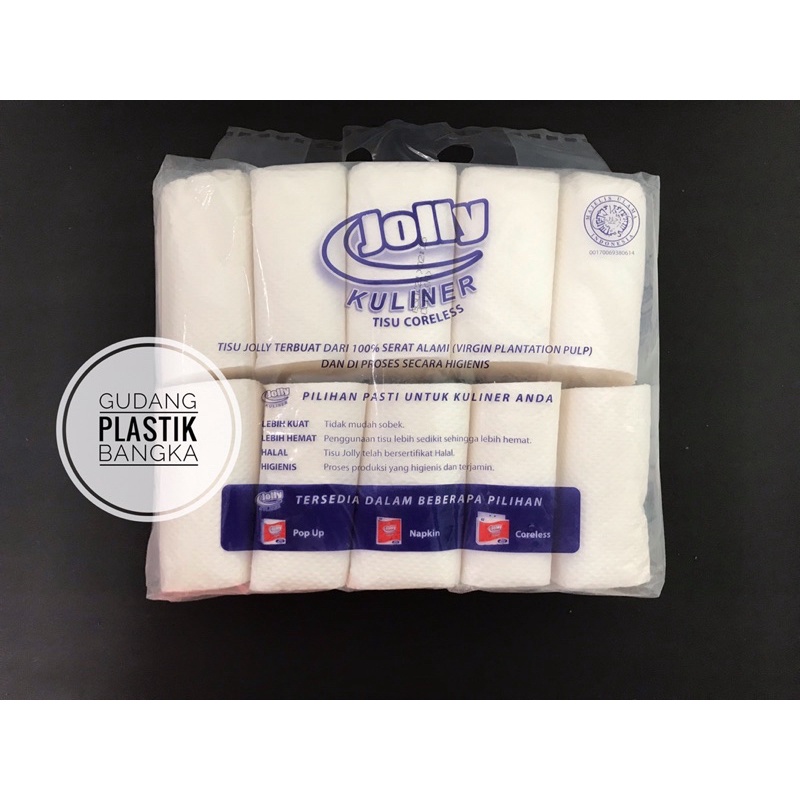 Tissue Gulung Jolly Coreless / Tissu Roll Jolly Kuliner / Tisu Toilet (Isi 10 Roll)