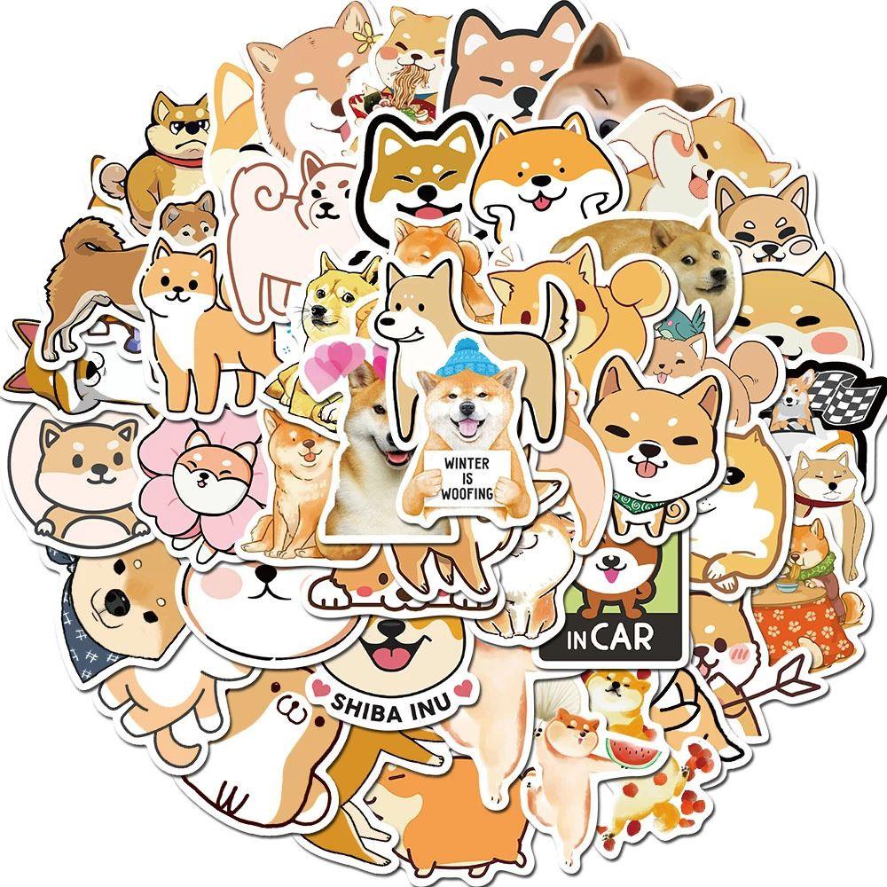 Rebuy Jepang Shiba Inu Anjing Stiker Lucu Ponsel Dekorasi DIY Scrapbook Gitar Stiker Koper Laptop Stiker Alat Tulis Stiker Hewan