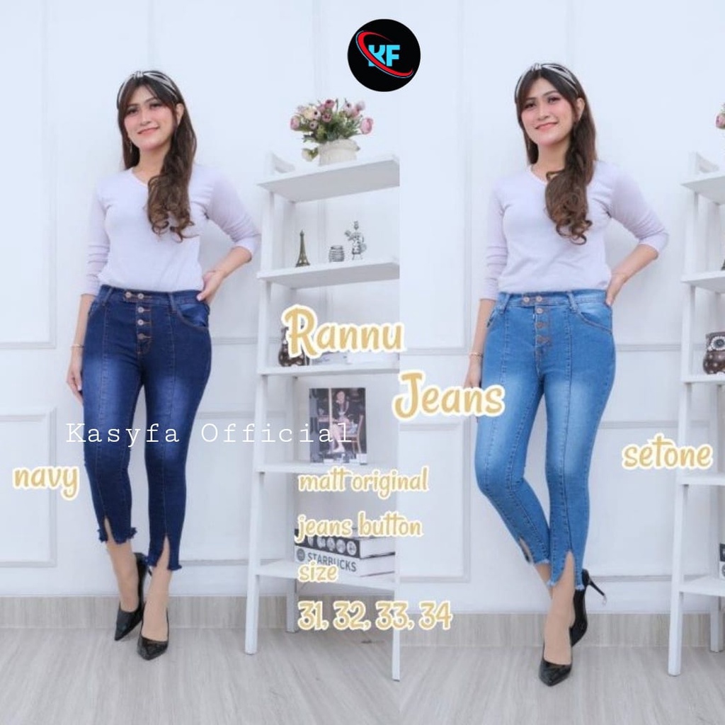 RANNU CELANA JEANS HIGHWAIST 7/9 KANCING 5 BELAH TULANG