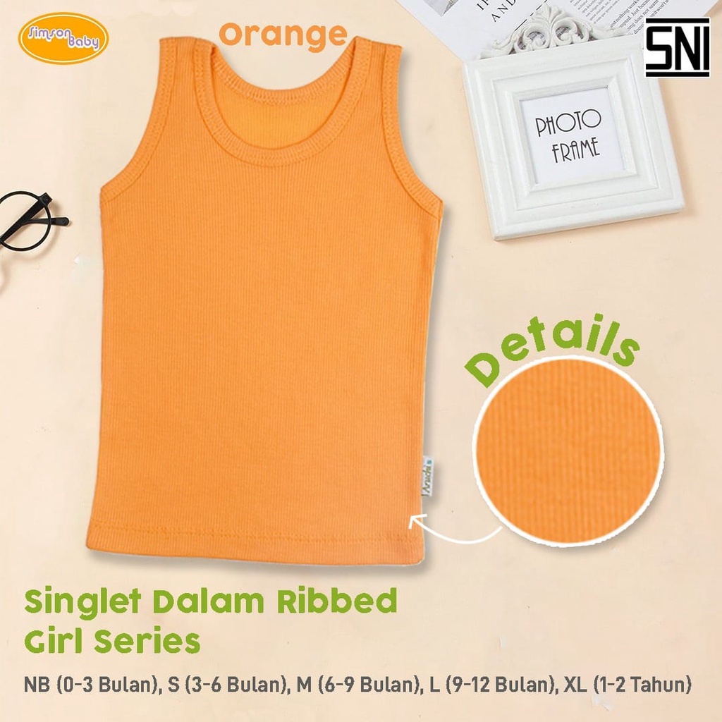 Simson Baby Singlet Rib Warna 1pcs Boy &amp; Girl