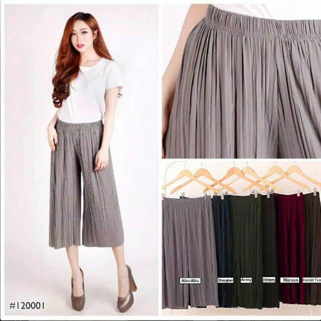 Promo Kulot Plisket Coklat Tua Diskon