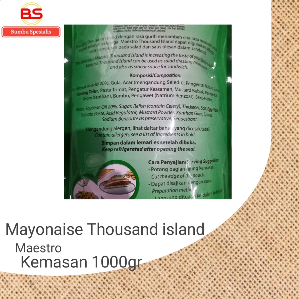 Thousand Island Pouch 1kg Maestro / 1000 kg - Tanpa Lemak