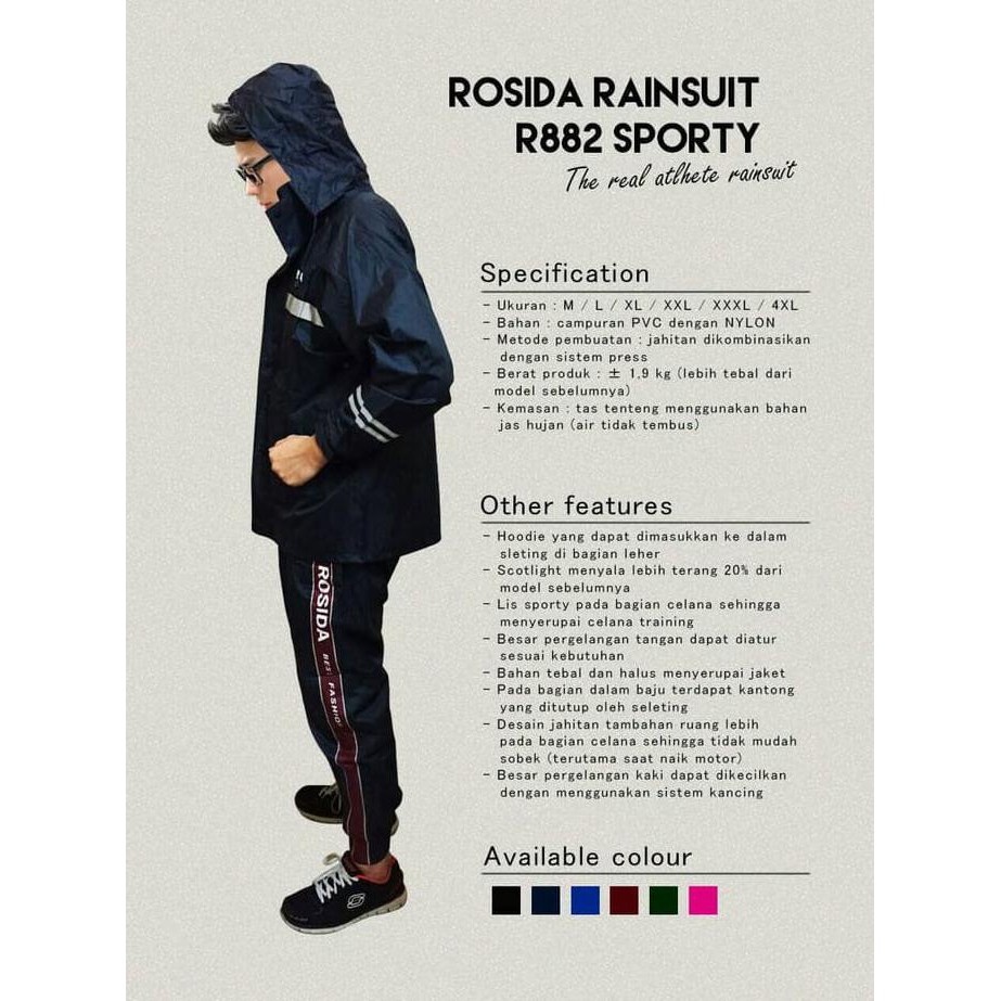 SALE Jas Hujan Rosida Sporty type R882 Original ( ROSIDA R-882 SPORTY )