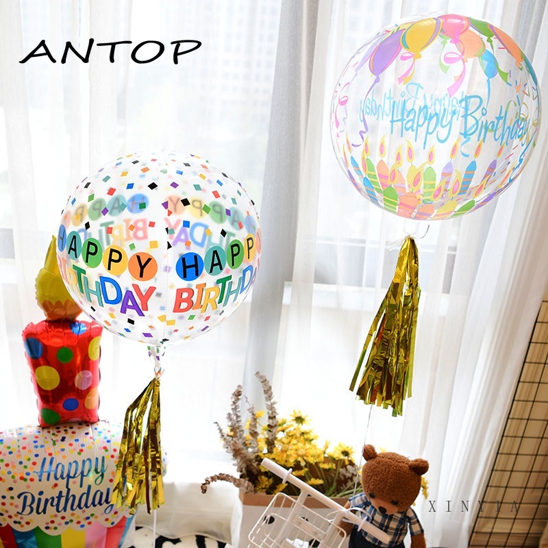 20 Inch Printed BOBO Balloon Happy Birthday Transparent Balloon Anniversary Party Decoration ANTOP