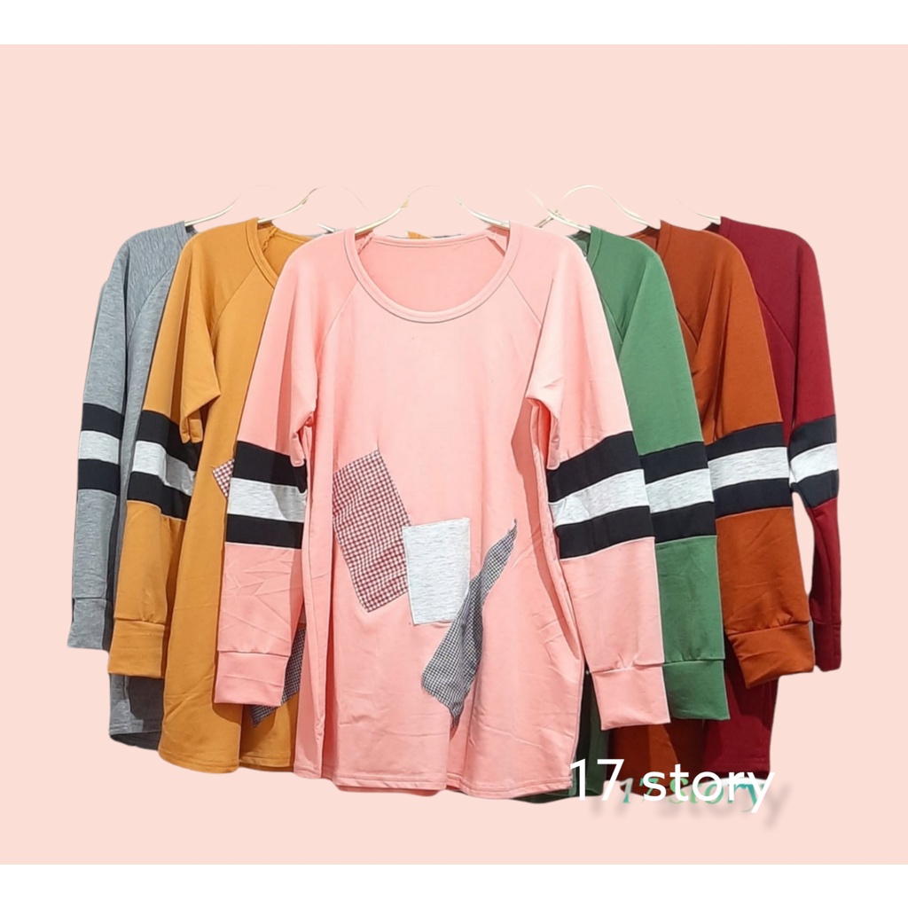 Kaos Oversize Wanita Import Premium Lengan Panjang Kerah Bulat Bahan Adem Dan Lembut Kekinian LD 110