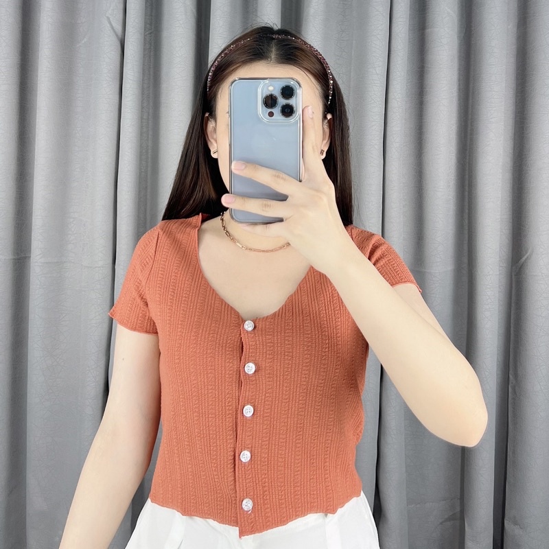 Lucy button crop top 033  | Croptop button | Atasan wanita import