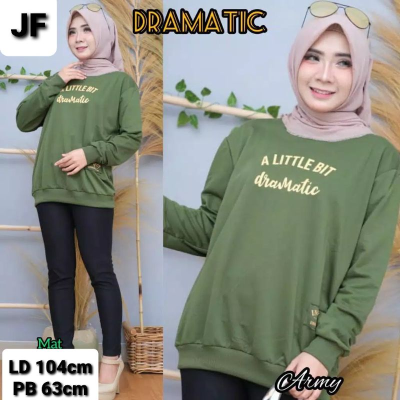 JF Atasan Kaos Lengan Panjang Wanita / Kaos Sweater Wanita Muslimah Terbaru LITTLE BIT DRAMATIC LD 104