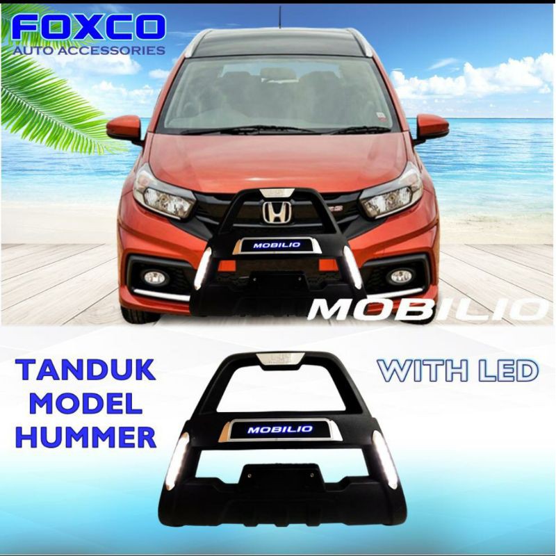 tanduk depan bumper depan Honda Mobilio model Hummer with LED foxco