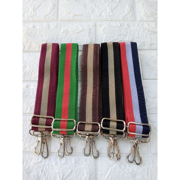 LONGSTRAP / BB-40 TALI TAS SELEMPANG MOTIF GARIS UK 3,8CM  CANTOLAN KUALITAS PREMIUM WARNA SILVER / NIKEL