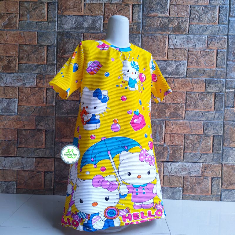 Dress Turun Naik anak 2 3 4 5 6 7 tahun baju anak cewek perempuan motif hellokitty fanta ungu fatonah shop gaun viral turunnaik   ( turnaik HELLOKITTY )