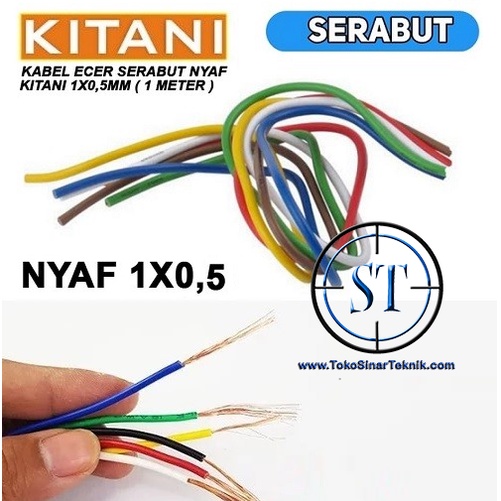 Kabel NYAF KITANI 1 X 0.5mm @1Meter / Cable Audio Listrik Serabut Nyaf Nya 0.5mm 1x0.5mm Tembaga Murni Eceran Meteran Bisa Disolder