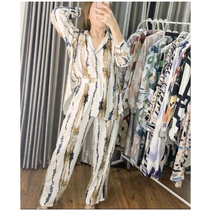 ERDE SET / ONE SET JUMBO XXL - STANDART XL  / YOSIE SET ONESET MOTIF ABSTRAK DAILY SET HOMEWEAR HOMEY SETELAN WANITA MOTIF TIE DYE   ONE SET RAYON-5
