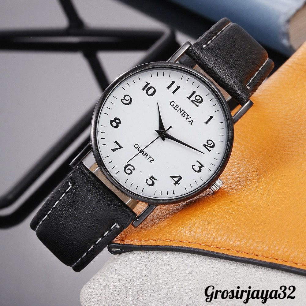 (GROSIRJAYA32) Jam Tangan Geneva Moris Untuk Wanita Dan Pria Casual Analog Quartz Strap Pu Leather Import