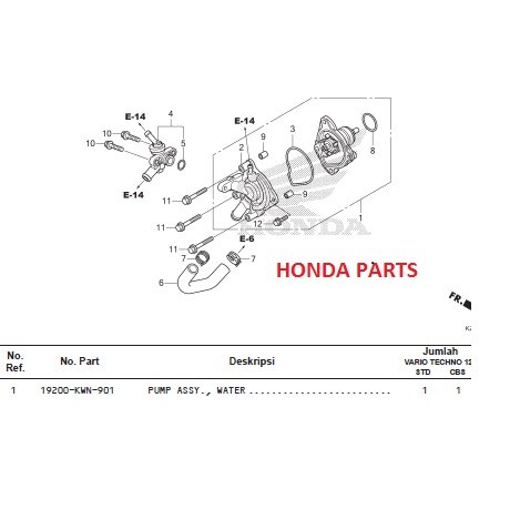 POMPA AIR RADIATOR / WATER PUMP VARIO 125 /150 PCX 150 19200KWN901