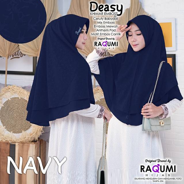 DEASY ORIGINAL RAQUMI HIJAB | NEW RAQUMI HIJAB | Khimar Mini | Khimar Ceruty | Khimar Navy