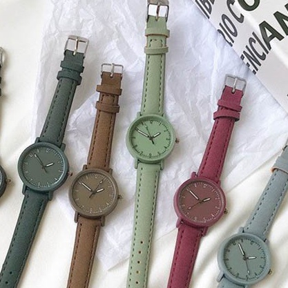 MURMURE.ID | JAM TANGAN ANALOG PRIA WANITA MODEL BULAT MINI BAHAN IMITASI IMPORT MURAH FW002-JAM GREEN MATCHA