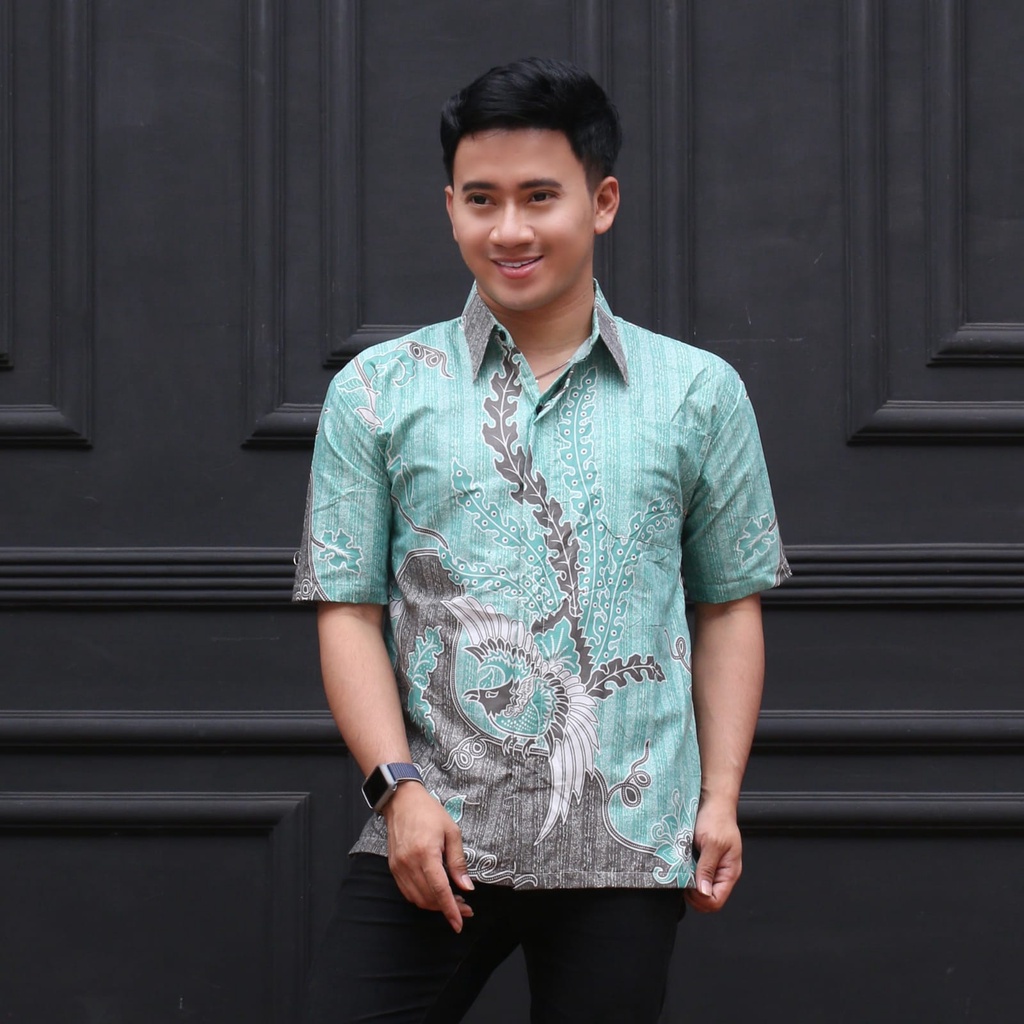 (COD) Kemeja Batik Pria Lengan Pendek Hem Seragam Original Size M L XL XXL