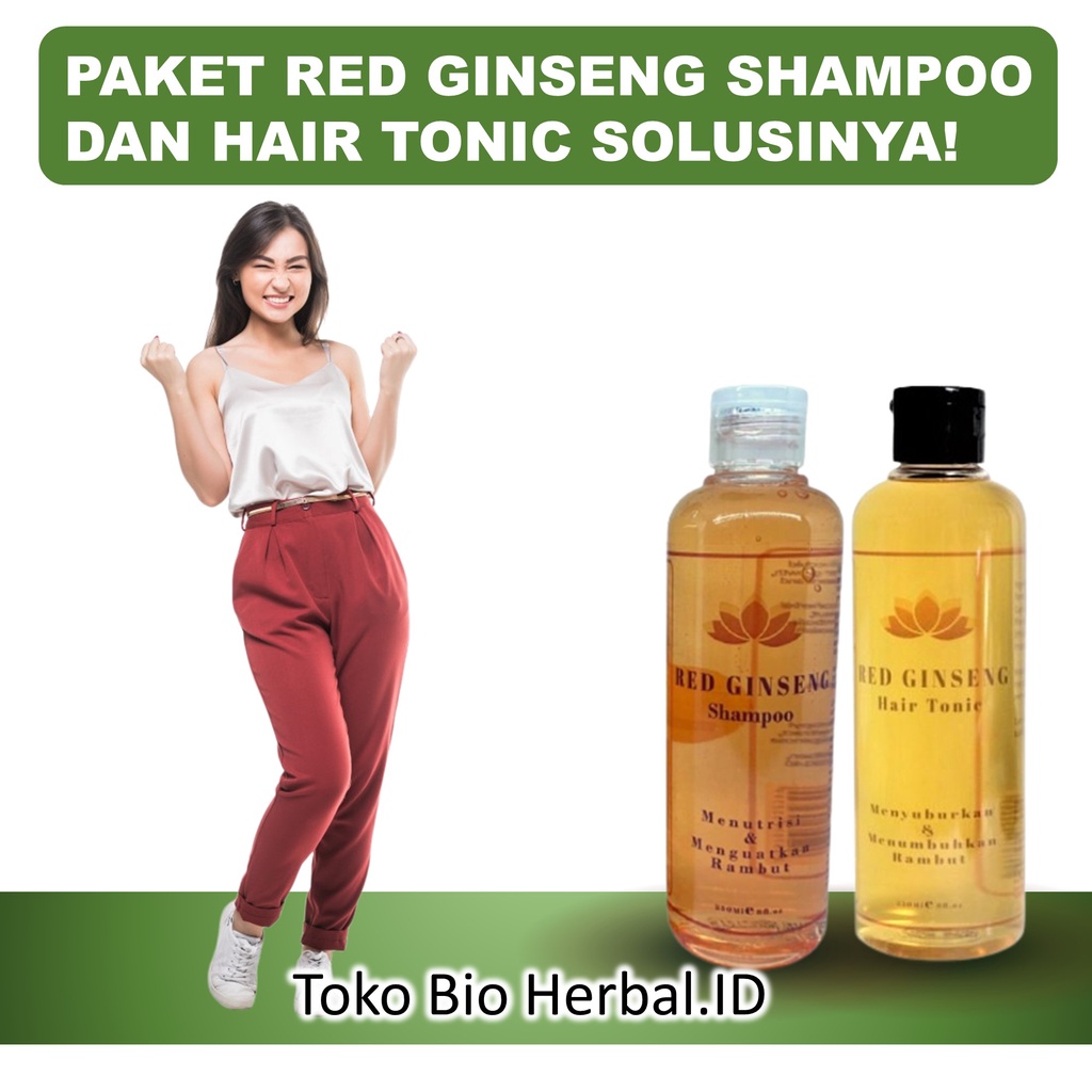 Paket Shampoo Rambut Rontok Dan Hair Tonic Rambut Rontok Penyubur Rambut Rontok Red Ginseng B6Q