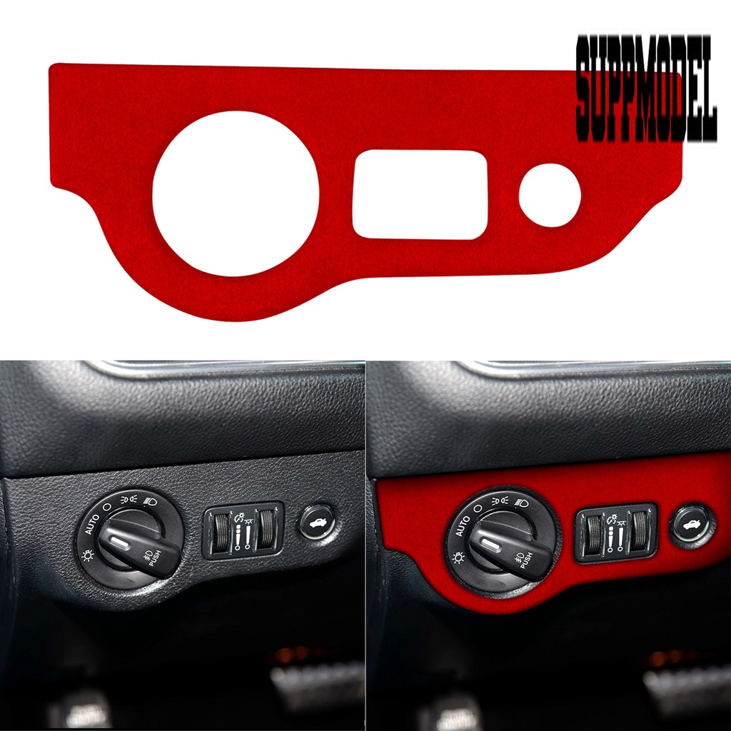 Suppmodelx Stiker Cover Panel Saklar Lampu Depan Mobil Dodge Raider 2015-2020 Bahan Suede Imitasi Tahan Lama