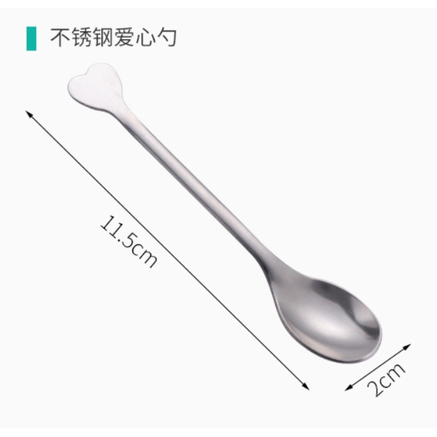 Stainless Steel Love Heart Handle Spoon Dessert Ice Cream Coffee Spoon Tableware