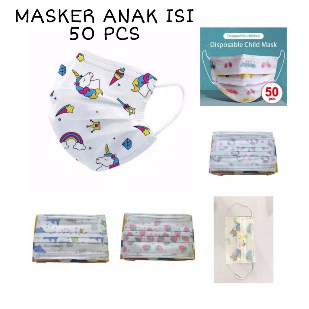 Trijaya .  masker anak earloop masker 3play random / masker anak anak karakter