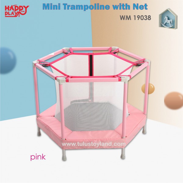 Happy play mini Trampoline with Net WM 19038 mainan gymnastic anak olahraga trampolin jaring