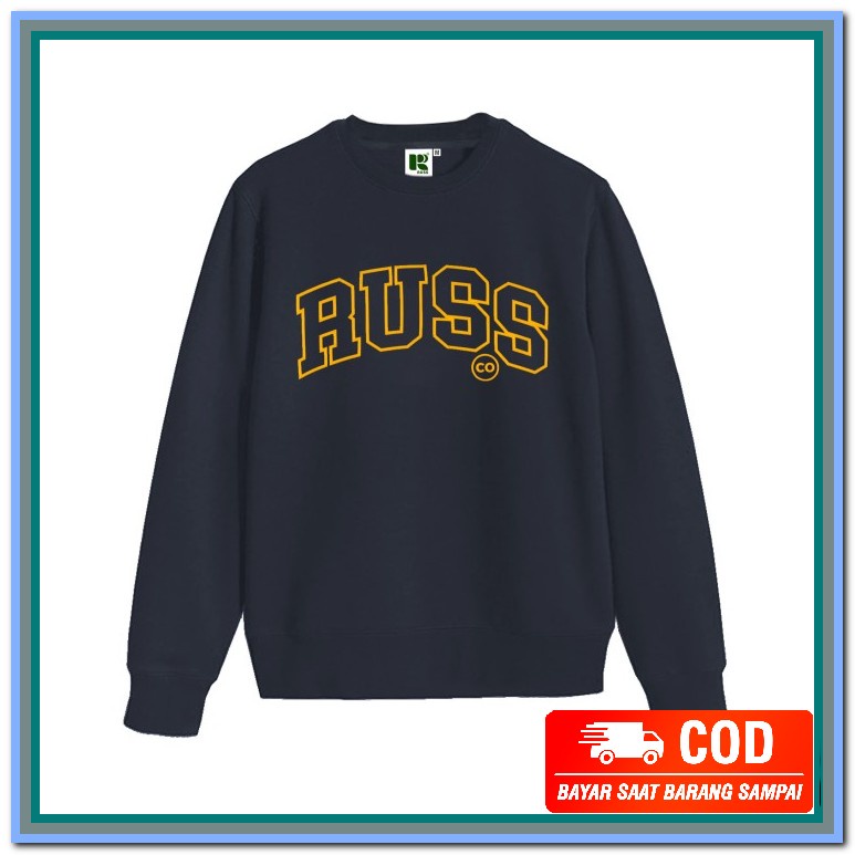 ☈ Crewneck Pria Dickies Logo Bordir Murah Distro Cn Premium Ik47  TS623 Russ Sweater Crewneck Rubb