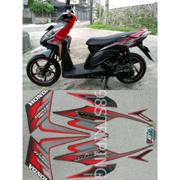 Jual STIKER STRIPING LIS STANDAR ORI HONDA VARIO CBS 110 MERAH SILVER