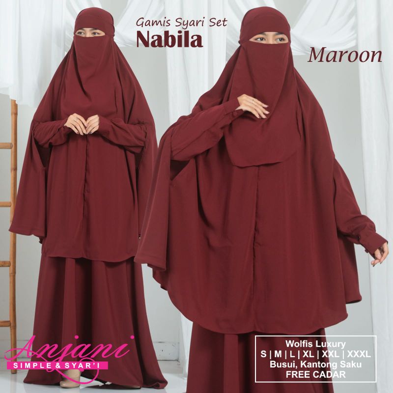 Hemat Gamis Polos Nabila Set Syari Gamis Syari Set Khimar Plus Cadar Gamis Syari Polos Set Jilbab