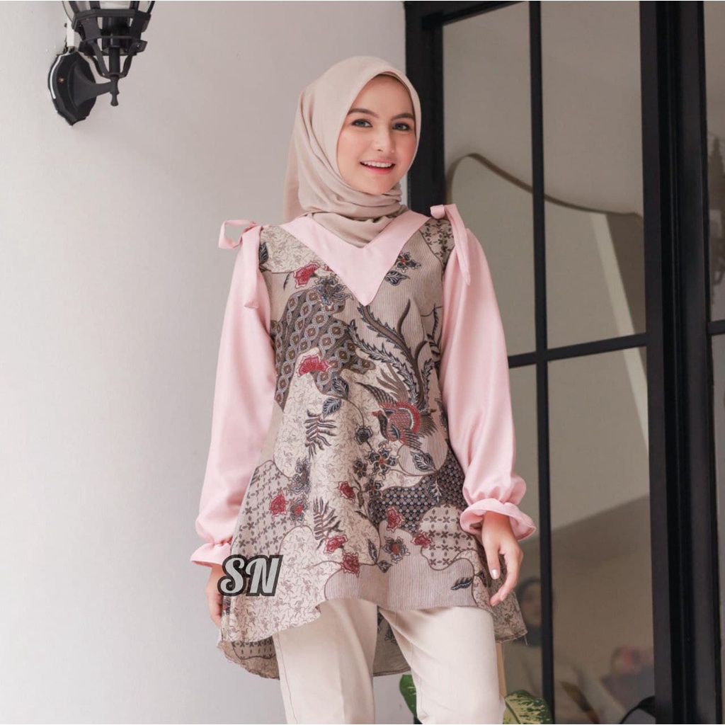 Blus Batik Fashion Motif Unik Cantik Size Standar Jumbo Formal Seragam Baju Kantor Karyawan Terbaru-0