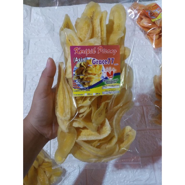 

Keripik Pisang Grace77 varian Asin Mentega 250gram snack renyah enak bikin ketagihan camilan sehat