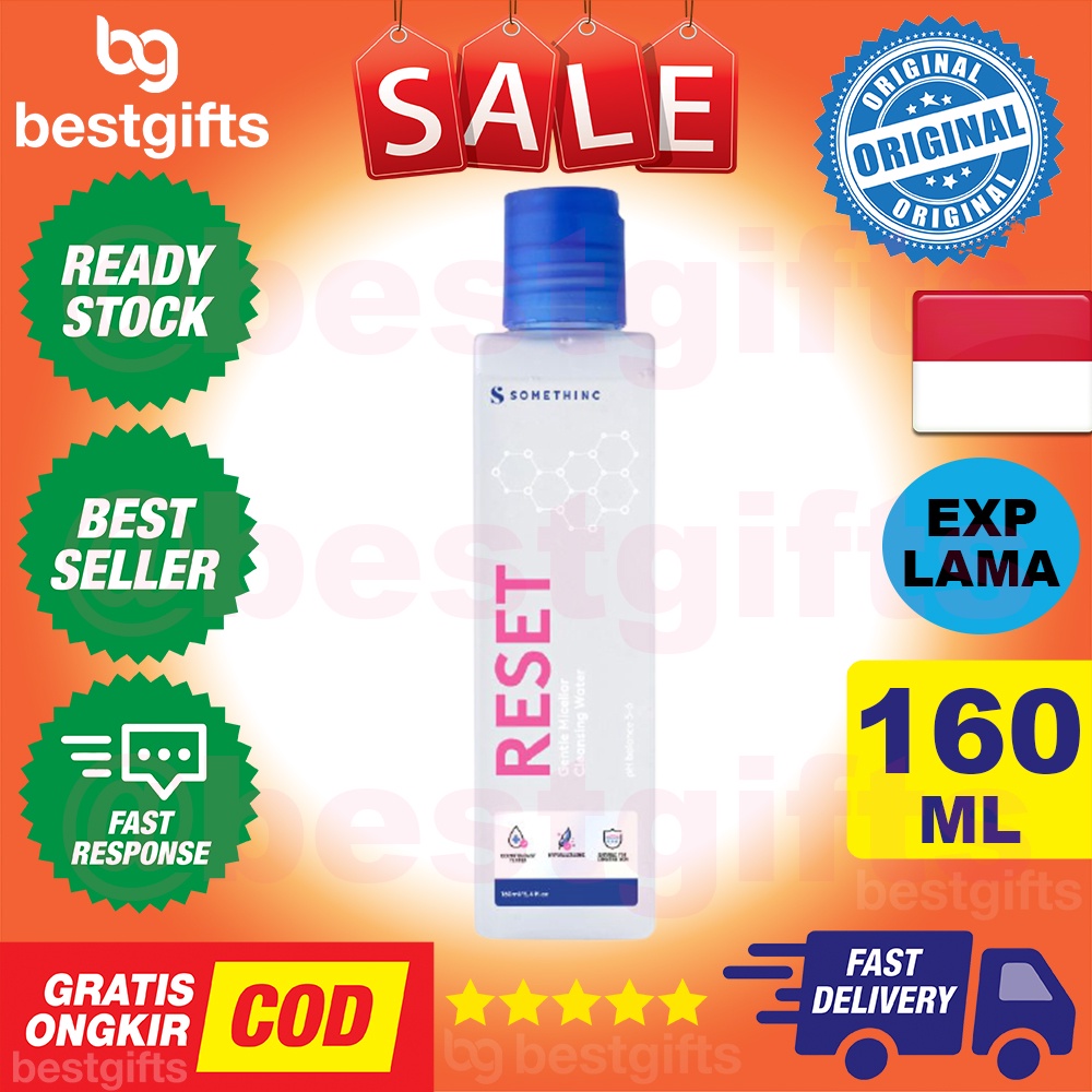 SOMETHINC RESET GENTLE MICELLAR CLEANSING WATER MEMBERSIHKAN MELEMBABKAN KULIT WAJAH ANTI IRITASI 160 ML