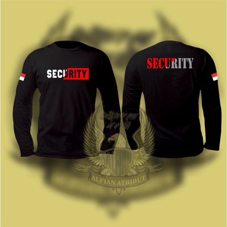 kaos security tangan panjang combed 30S/baju kaos security katun combed 30S