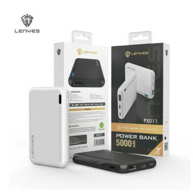 POWER BANK LENYES PX191 10000mah slim portable powerbank 2 usb real capacity garansi original aman t