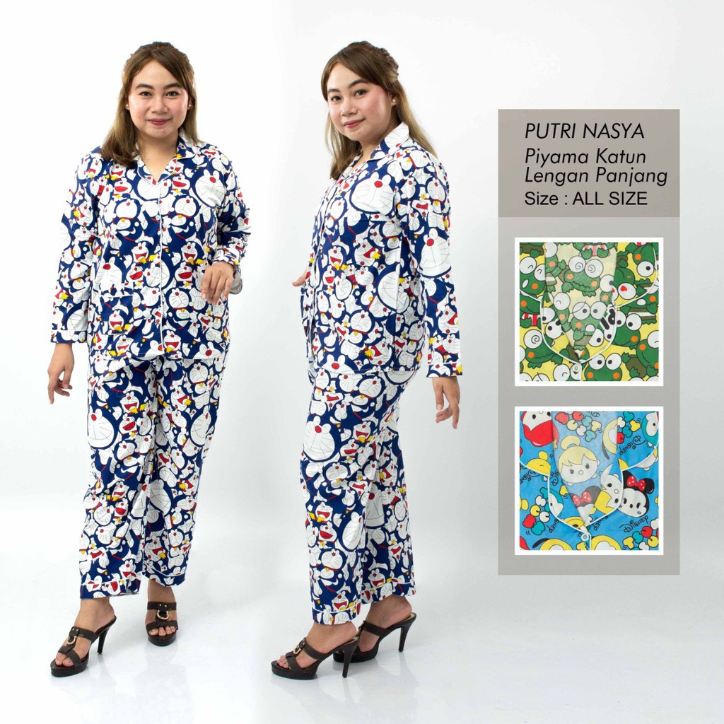 Piyama Jumbo 2L, XL, S to L wanita bahan katun mikro / baju tidur/ Piyama Panjang / Piyama Pendek