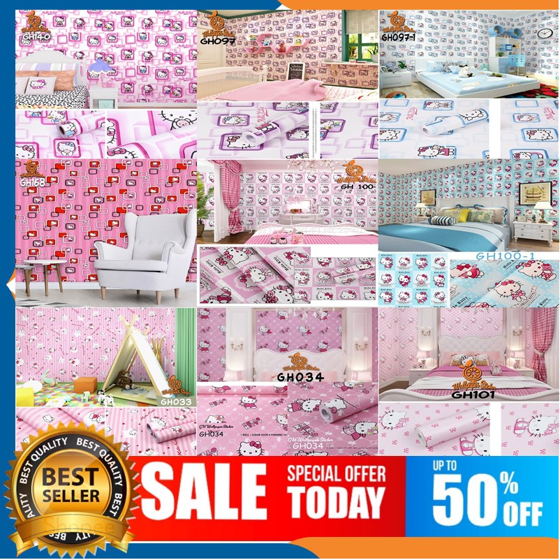  TURUN HARGA Wallpaper  Dinding  Hello  Kitty  Kotak3D Pink 
