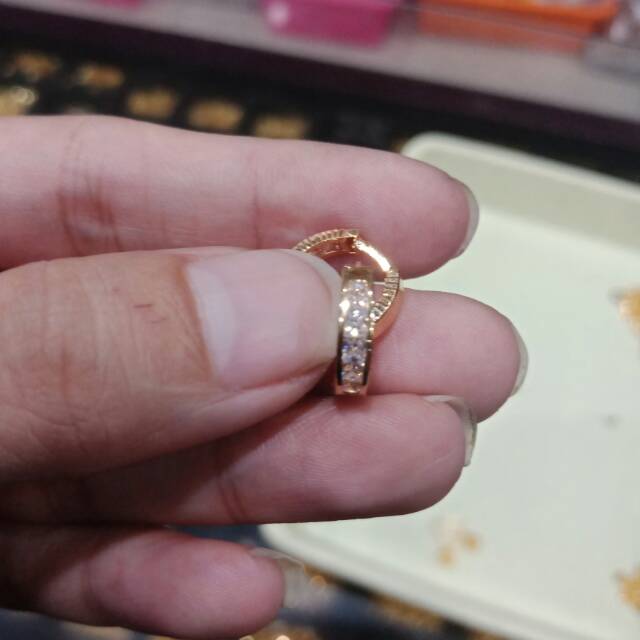 Anting giwang asli kadar 700 70% 22 gantung bulat merica kerawang desi love permata bunga paku