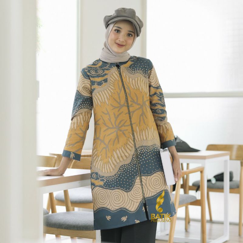 Tunik Motif Royani Batik wanita kantoran full furing Premium busui Solo Yogyakarta seragam sarimbit 