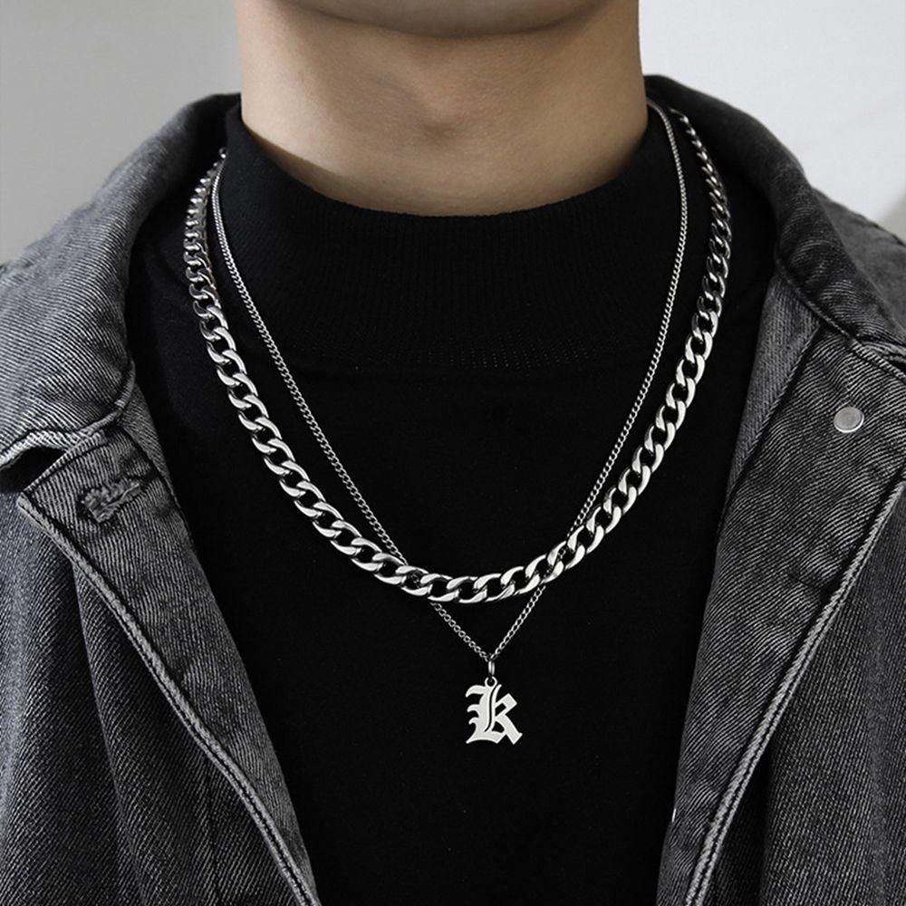 Nickolas1 Kalung Baja Titanium Hadiah Teman Sederhana Wanita Hadiah Pacar Rantai Tebal Double Layer Kalung Pasangan Gaya Korea Necklace