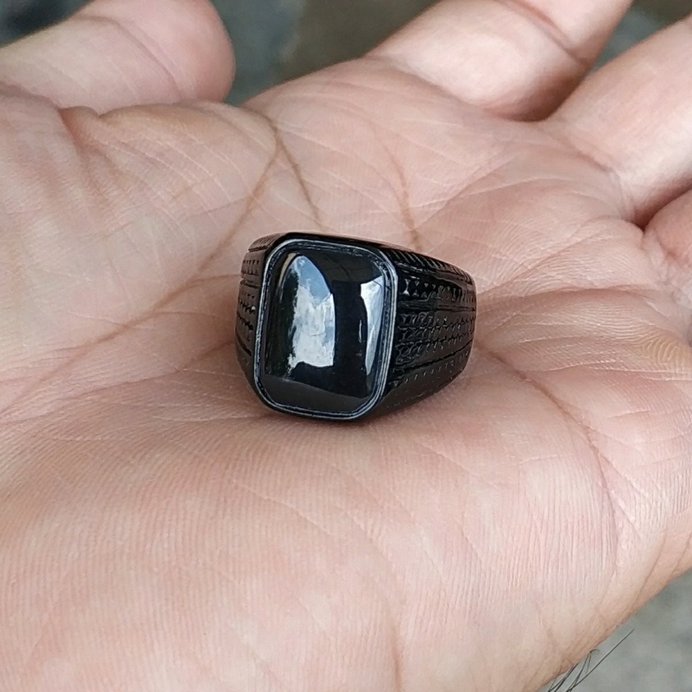 CINCIN BATU AKIK NATURAL HAJAR JAHANAM MINIMALIS OCTAGON TITANIUM MINIMALIS