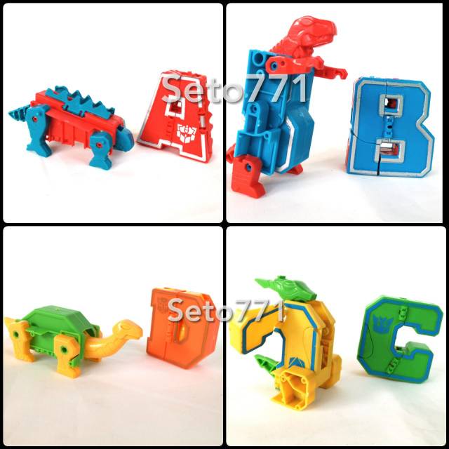 Satu Set Robot Huruf Dinosaurus ABCD Dino Berubah Abjad Hewan Liar KLMN