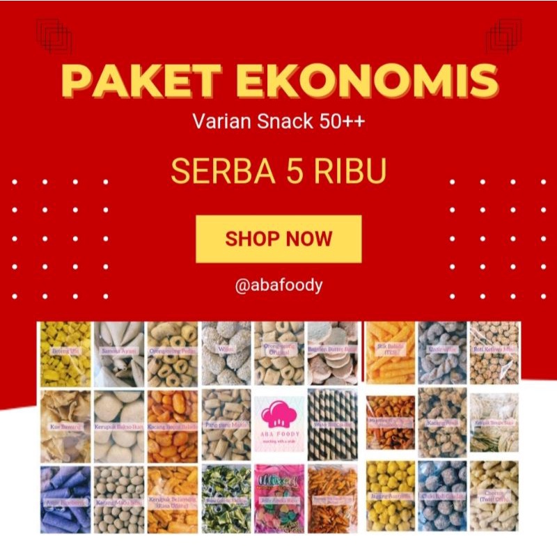 

Cemilan Medan ABA Foody - Snack Ekonomis Serba 5 Ribu TERMURAH