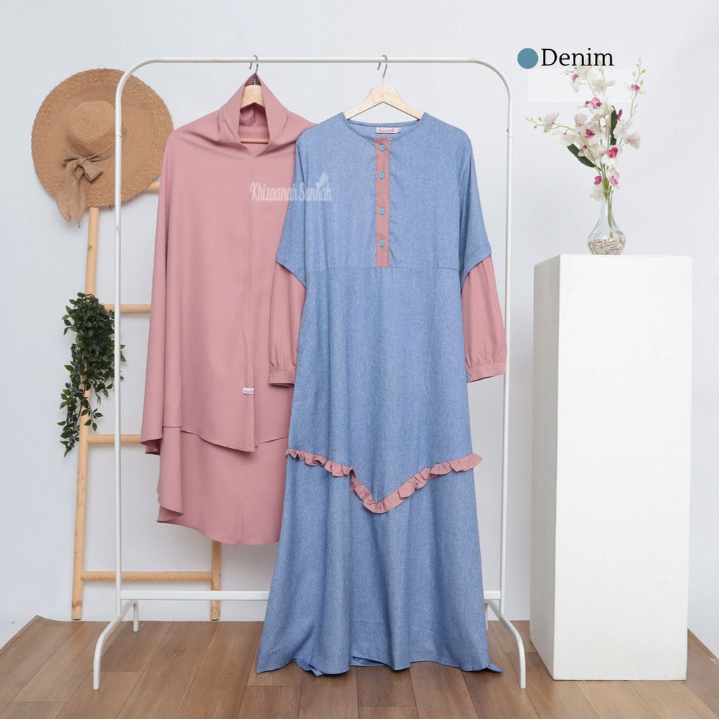 Ashma set by Khizanah Sunnah/gamis set ori/ gamis set premium/gamis set murah/ gamis set berkualitas