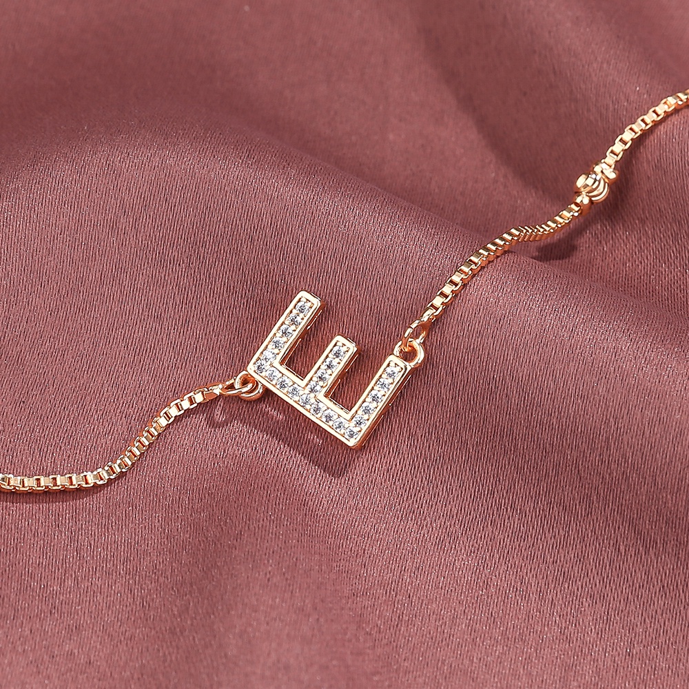 ✨ ✅COD Gelang Titanium Anti Karat Gelang Huruf Mewah Rose Gold Gelang Huruf Inisial Fashion Aksesoris Wanita D117